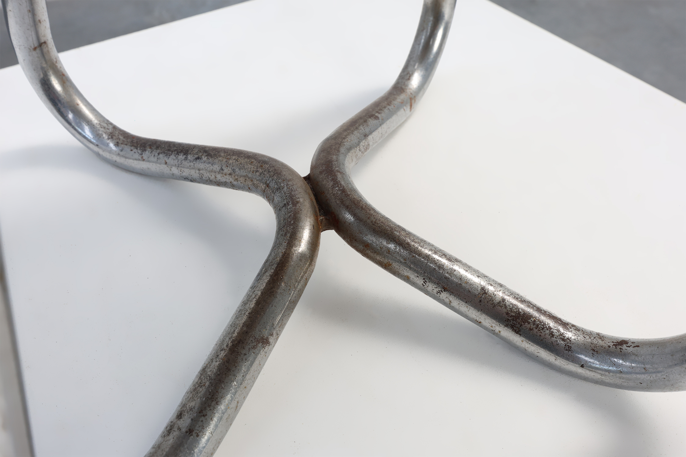 Bauhaus Modernist Stool with Chrome Tubular Frame and Leather Seat, Germany &ndash; 1920sthumbnail